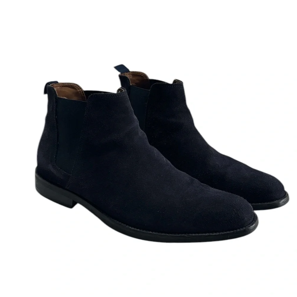 Aldo Men's Vianello Suede Chelsea Boots Size 9 - Navy Closed Square Toe Slip On